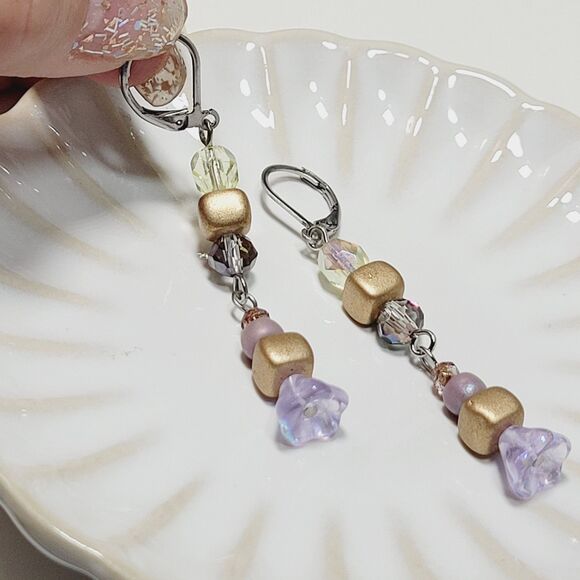 NEW BOHEMIALIZ earrings 689iris#mfs Czech flower dangle earrings fairy earrings - Picture 4 of 5